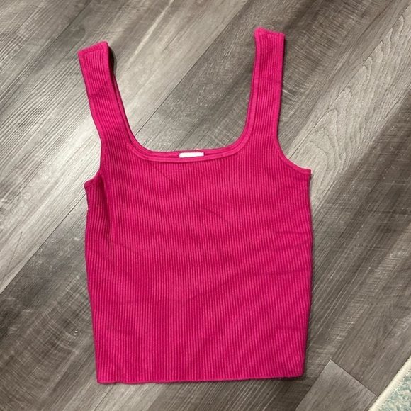 Abercrombie & Fitch Magenta Pink Ribbed Square Neck Tank Top - Picture 1 of 3
